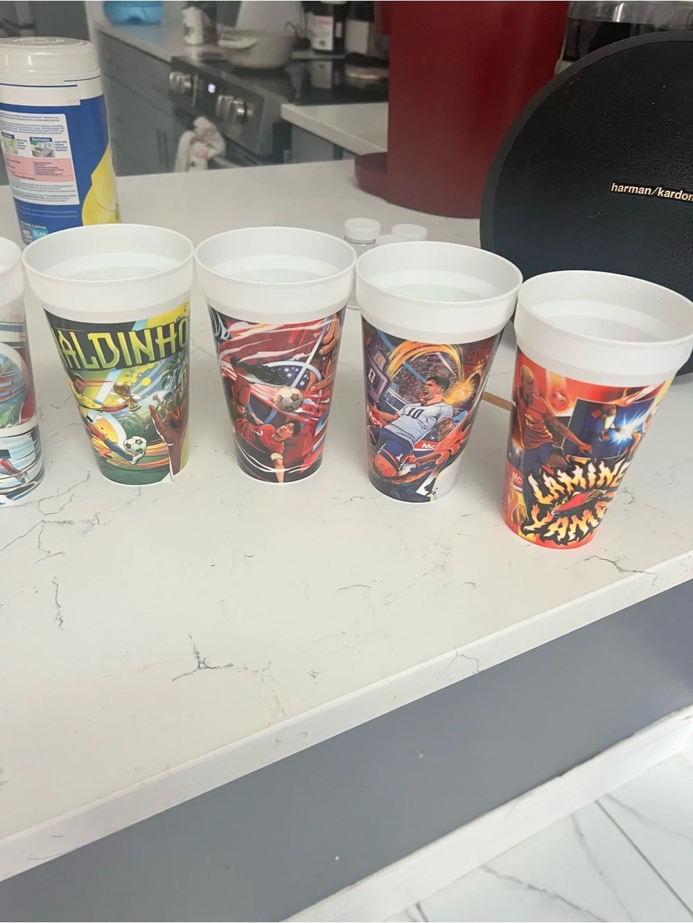 Disposable Comic-Themed White Party Cups with Multicolor Graphics - Pack